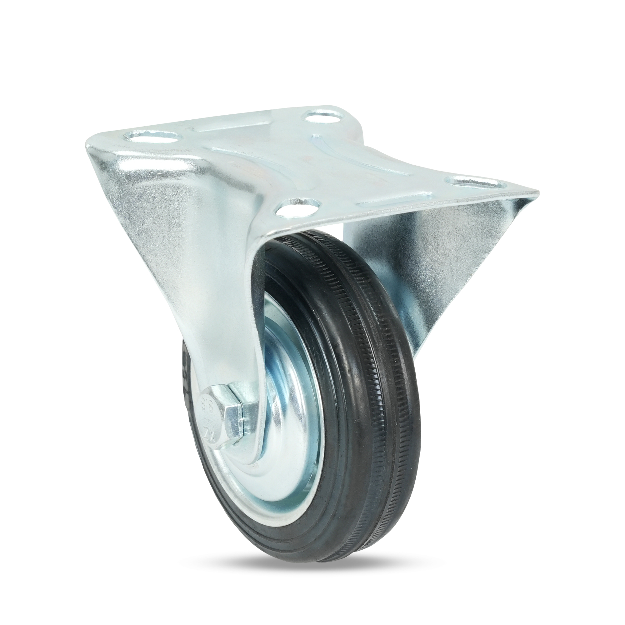 Klutch 3in. Rubber Rigid Caster, 110-Lb. Capacity